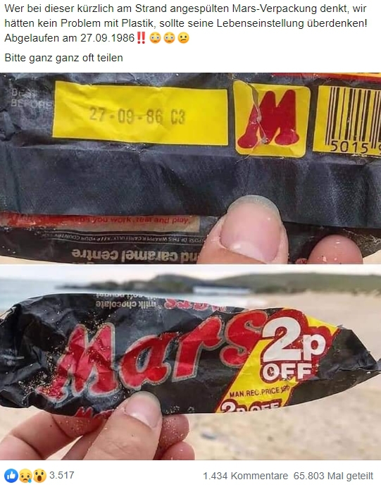 Die Mars-Verpackung von 1986