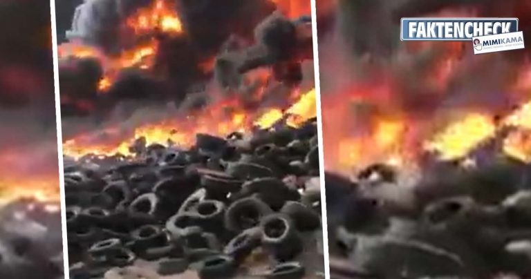 Faktencheck: Eine Halde voller brennender Reifen