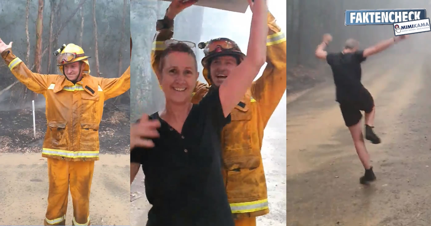 Australien: Regentanz von Feuerwehrmännern