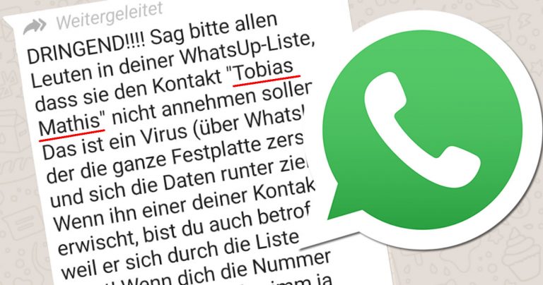 Kettenbrief-Welle: WhatsApp-Nutzer fürchten sich vor „Tobias Mathis“