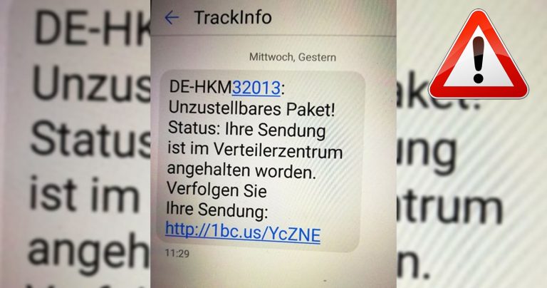 SMS von TrackInfo führt in eine Abofalle