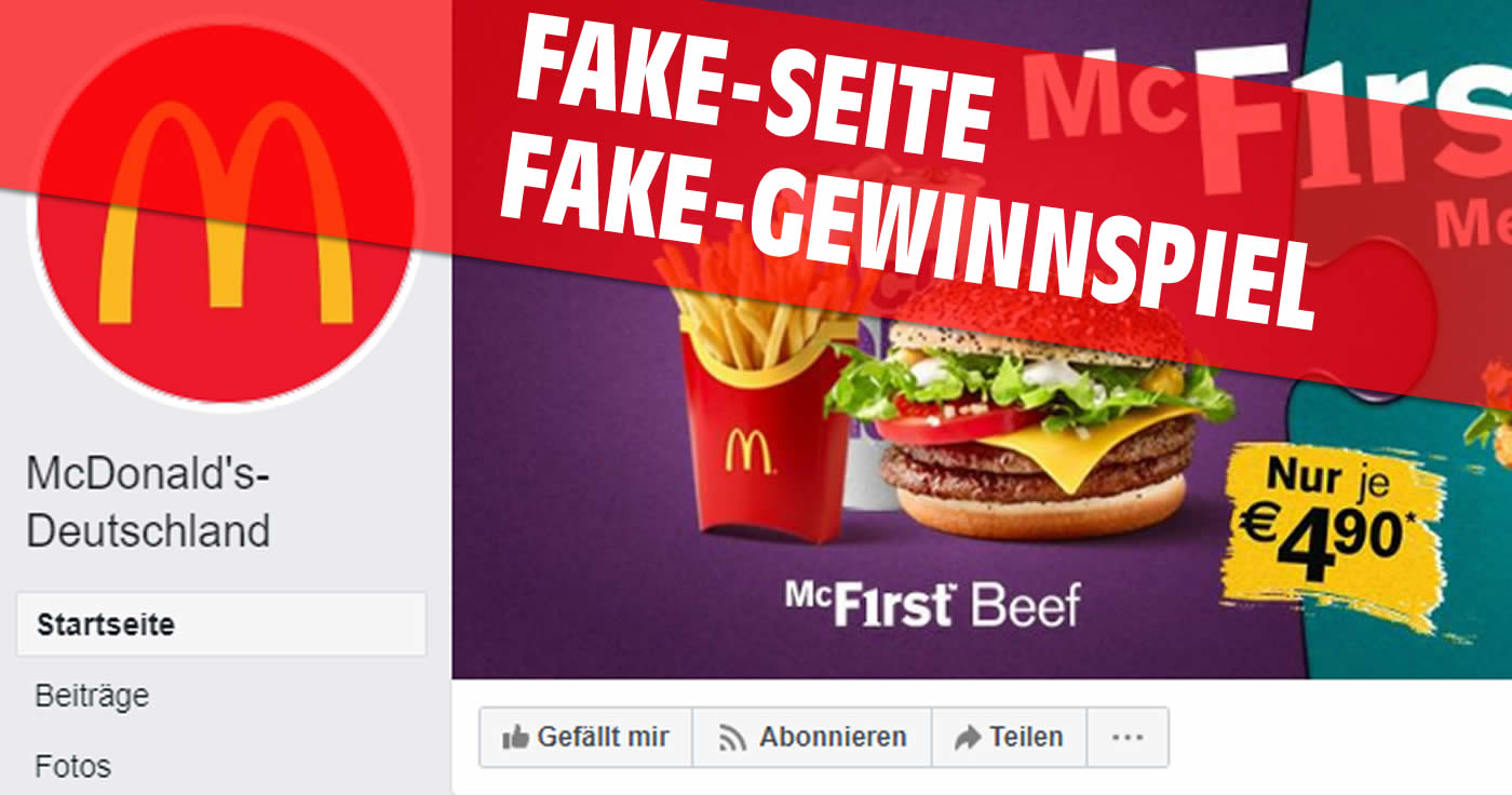 Finger weg vor diesen "McDonald's-Deutschland" Gewinnspielen