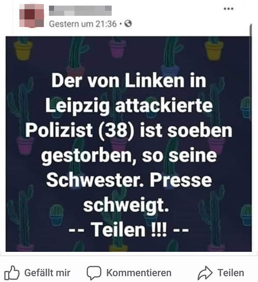 Sharepic zu Polizist Leipzig