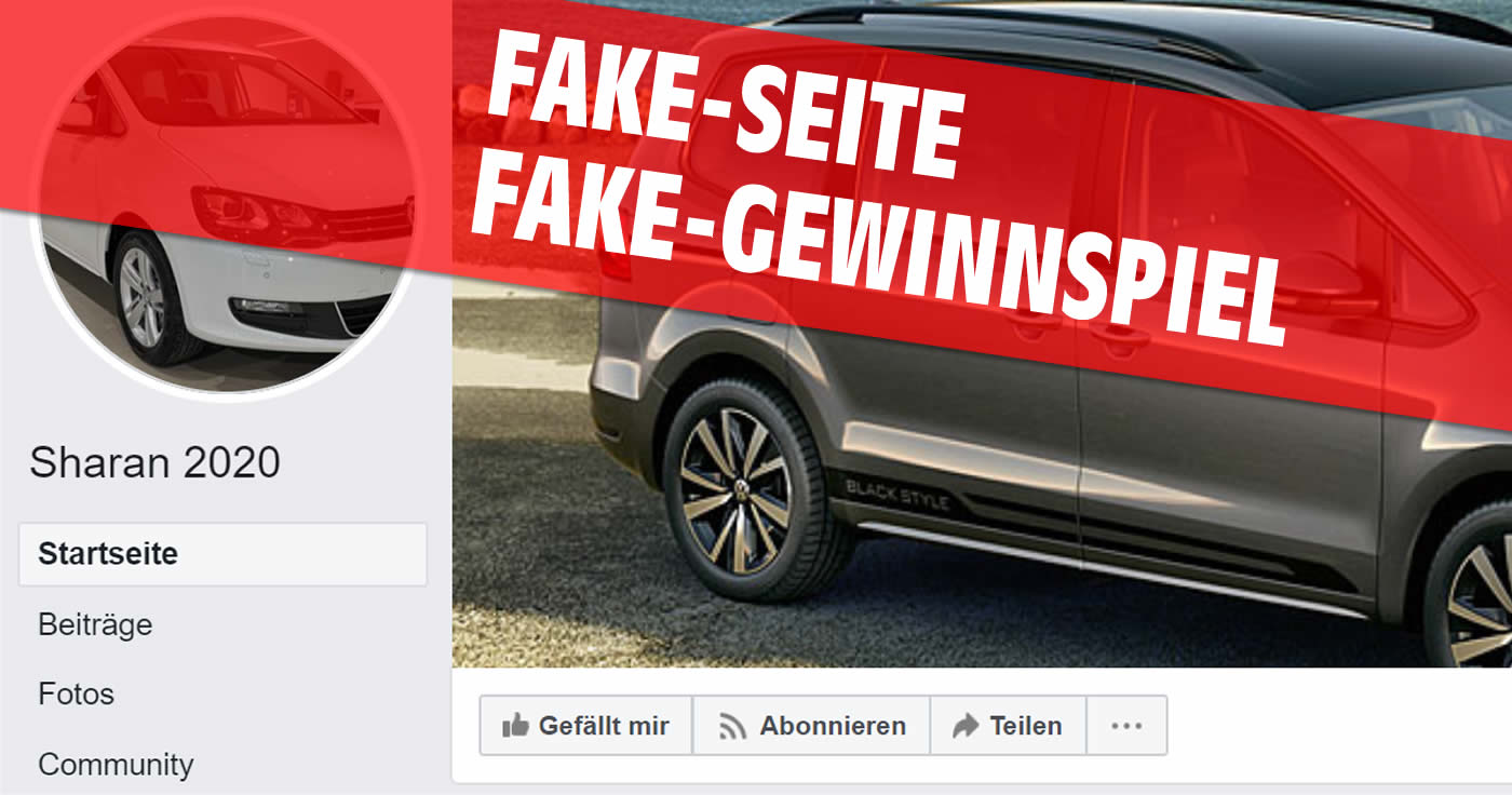 Neue gefälschte VW Sharan-Seite auf Facebook: Nix zu gewinnen!