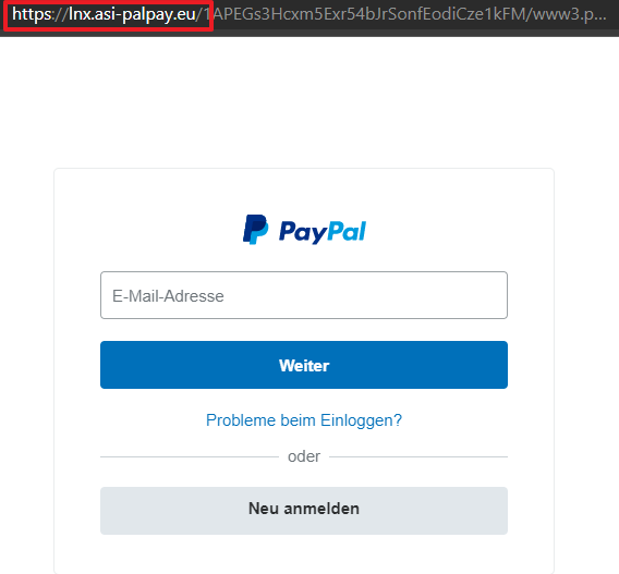 Die URL ist nicht von PayPal!