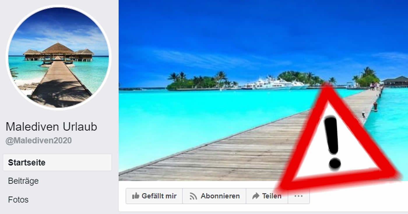 Fake-Gewinnspiel: Facebook-Seite "Malediven Urlaub" lockt mit Urlaub