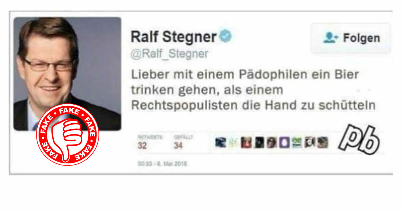 Der gefälschte Tweet von Ralf Stegner über Pädophile und Rechtspopulisten