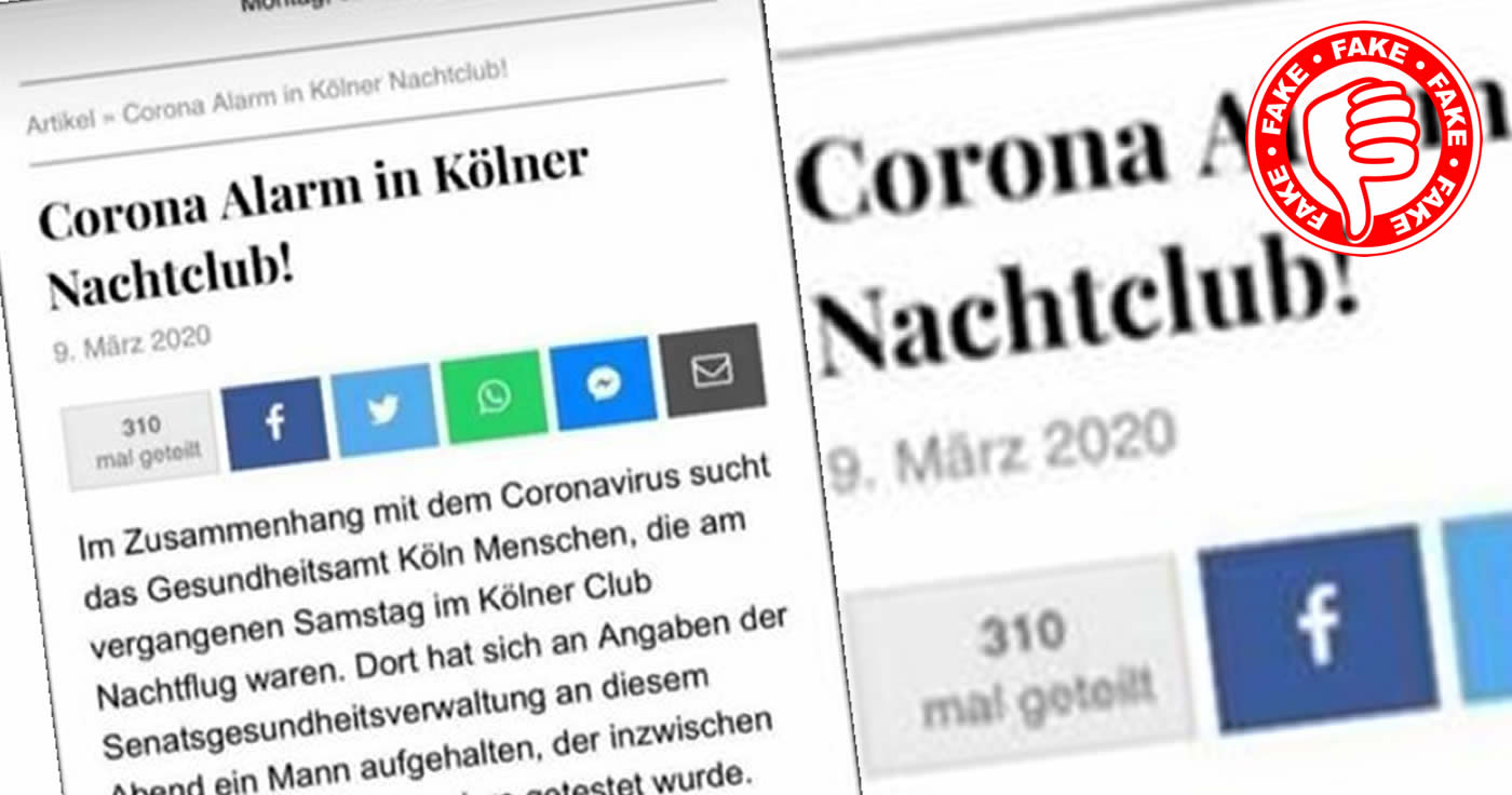 Falschnachricht über Corona-Alarm im Kölner Nachtclub "Nachtflug"