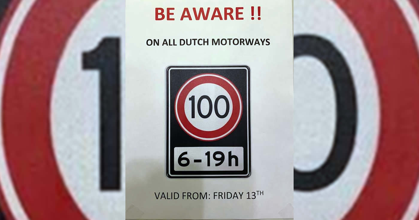 Kein Fake: Tempo 100 auf niederländischen Autobahnen