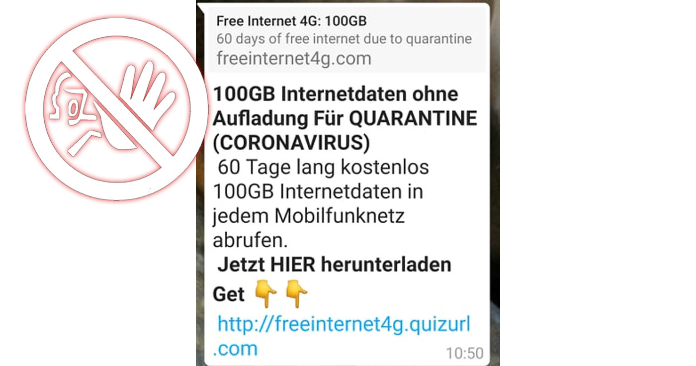 WhatsApp: Vorsicht bei der Nachricht "100GB Daten für Quarantäne"