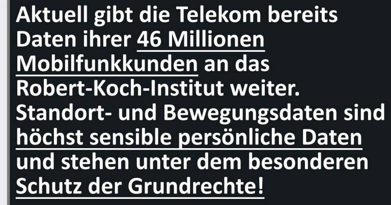 Telekom: 46 Millionen Mobilfunkkunden für das Robert-Koch-Institut.