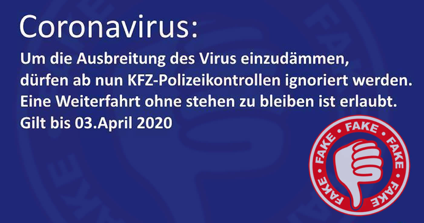 Coronavirus: Polizeikontrollen dürfen nicht ignoriert werden!