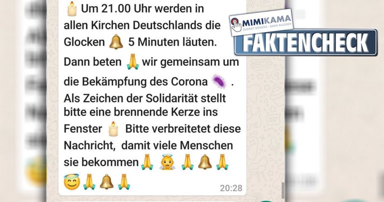 WhatsApp-Nachricht „Um 21.00 Uhr werden in allen Kirchen Deutschlands die Glocken 5 Minuten läuten“