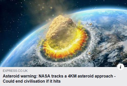 Warnung vor dem Asteroiden, Quelle: Express.co.uk