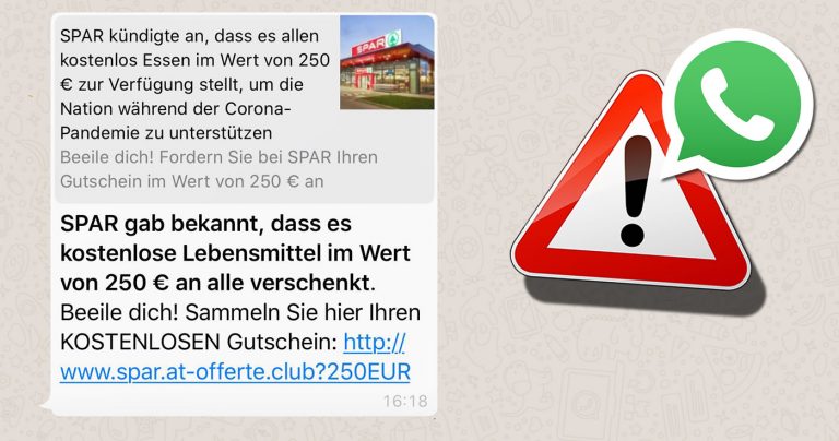 Vorsicht – SPAR verschenkt keine Gutscheine via WhatsApp