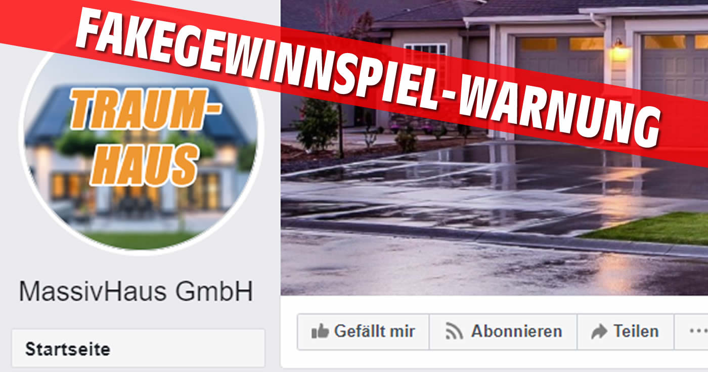 Achtung vor dem Gewinnspiel der Facebook-Seite „MassivHaus GmbH“