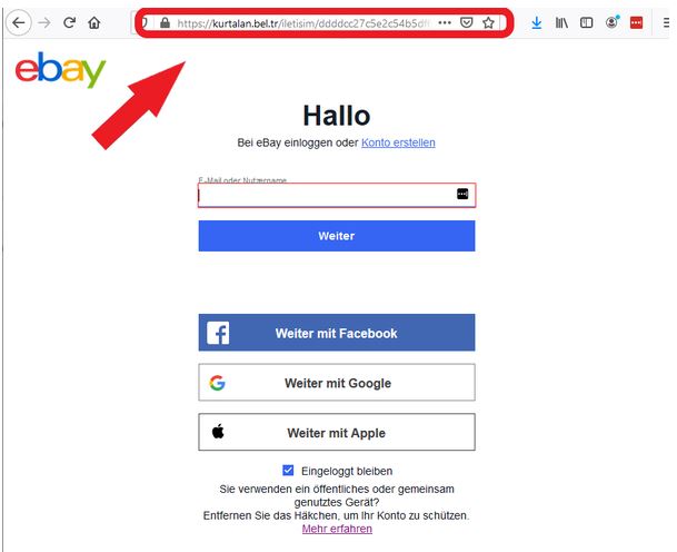 Die gefälschte ebay-Website zur Beantwortung angeblicher Anfragen / Quelle: Watchlist Internet