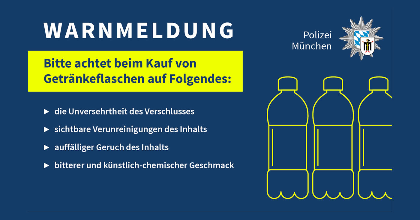 Vergiftete Getränke! Polizei München warnt vor Bedrohungslage