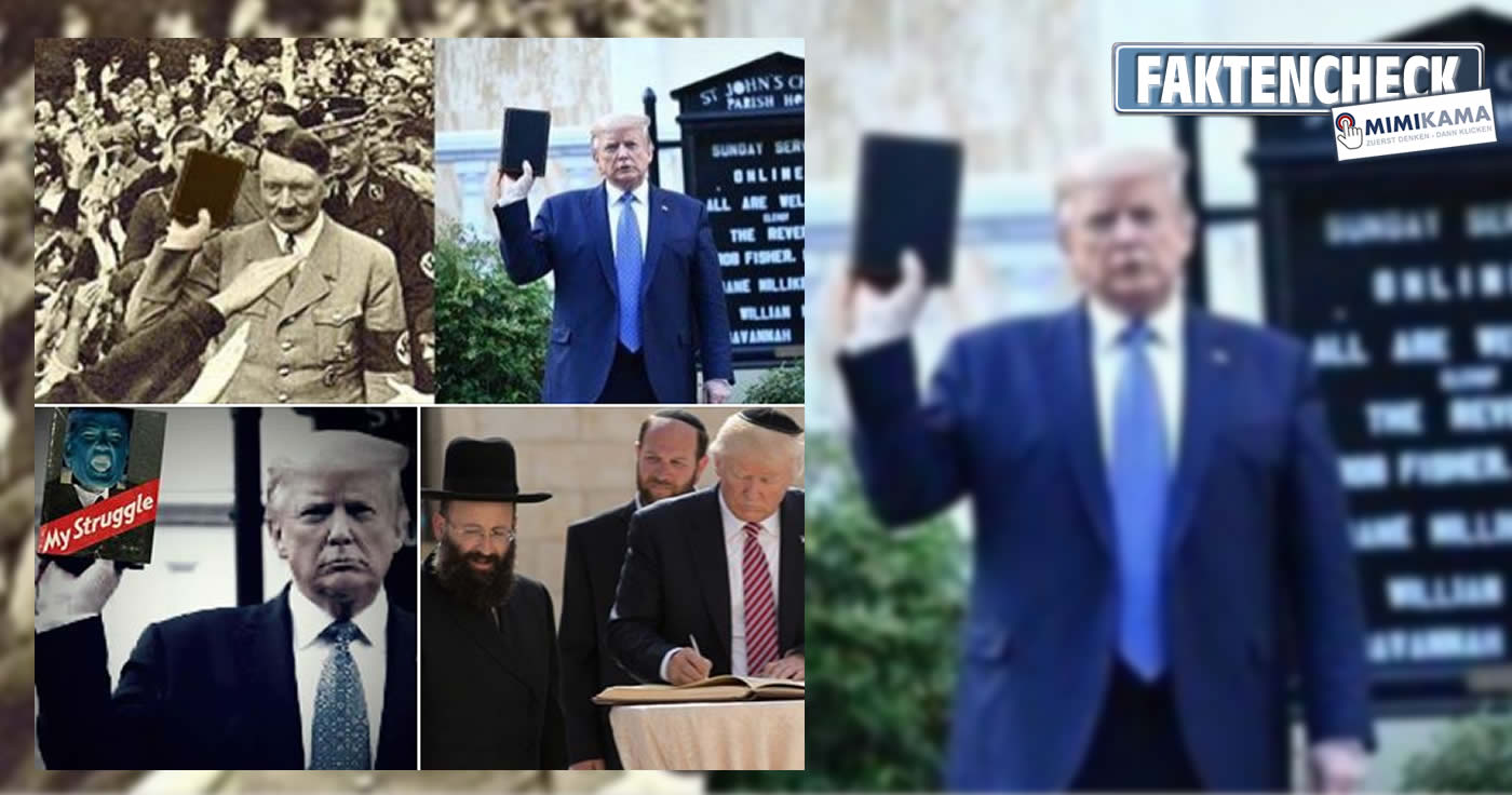 Hitler und Trump halten NICHT in derselben Pose ein Buch in der Hand