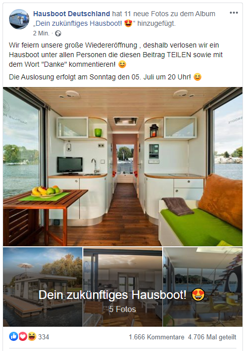 Fake-Gewinnspiel "Hausboot Deutschland"