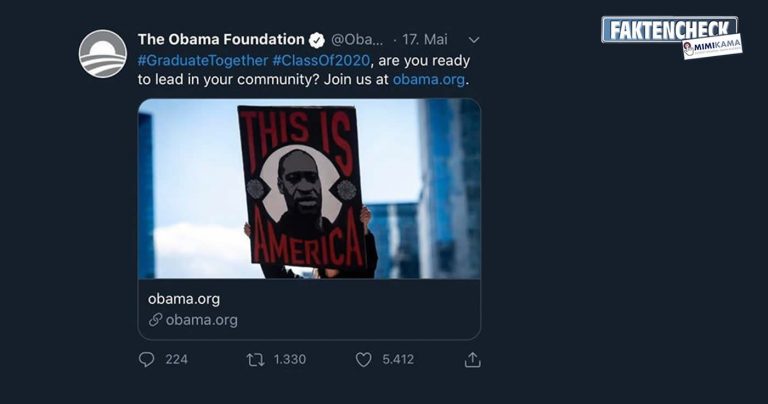 Obama Foundation hat vor George Floyds Tod ein Protestplakat mit seinem Foto gepostet? Nein.
