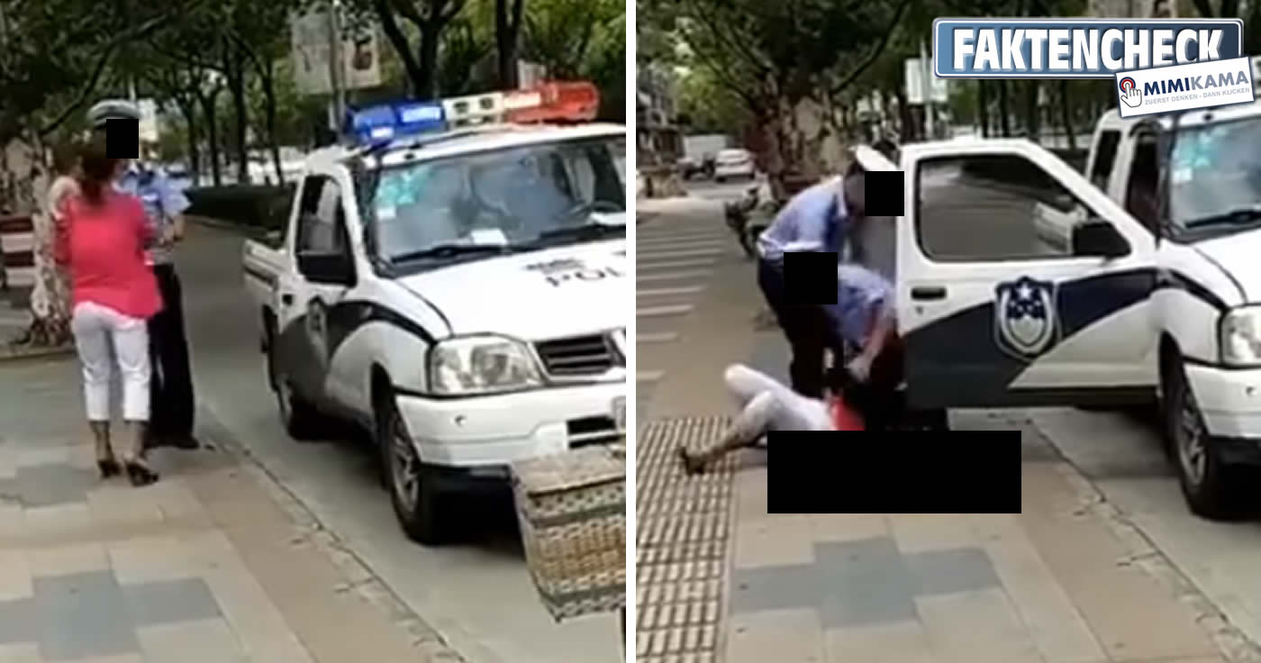 Polizist schubst Frau und Kleinkind zu Boden ( Faktencheck)
