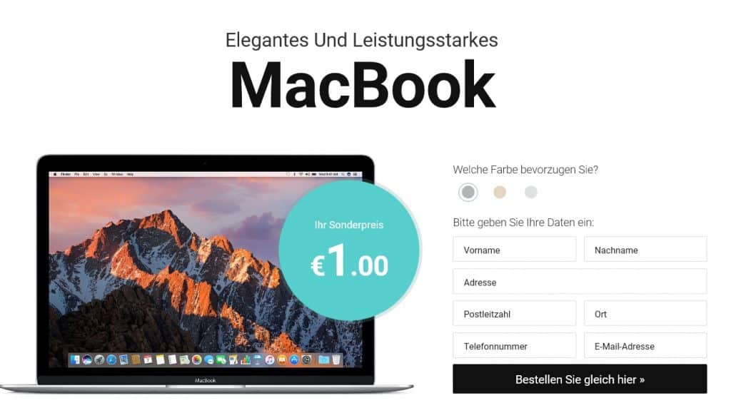 Screenshot Macbook Bestellung