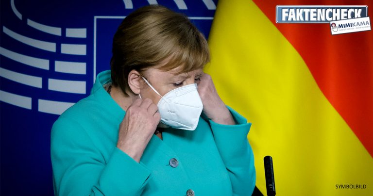 Keine Fotomanipulation: Die Schutzmaske von Angela Merkel