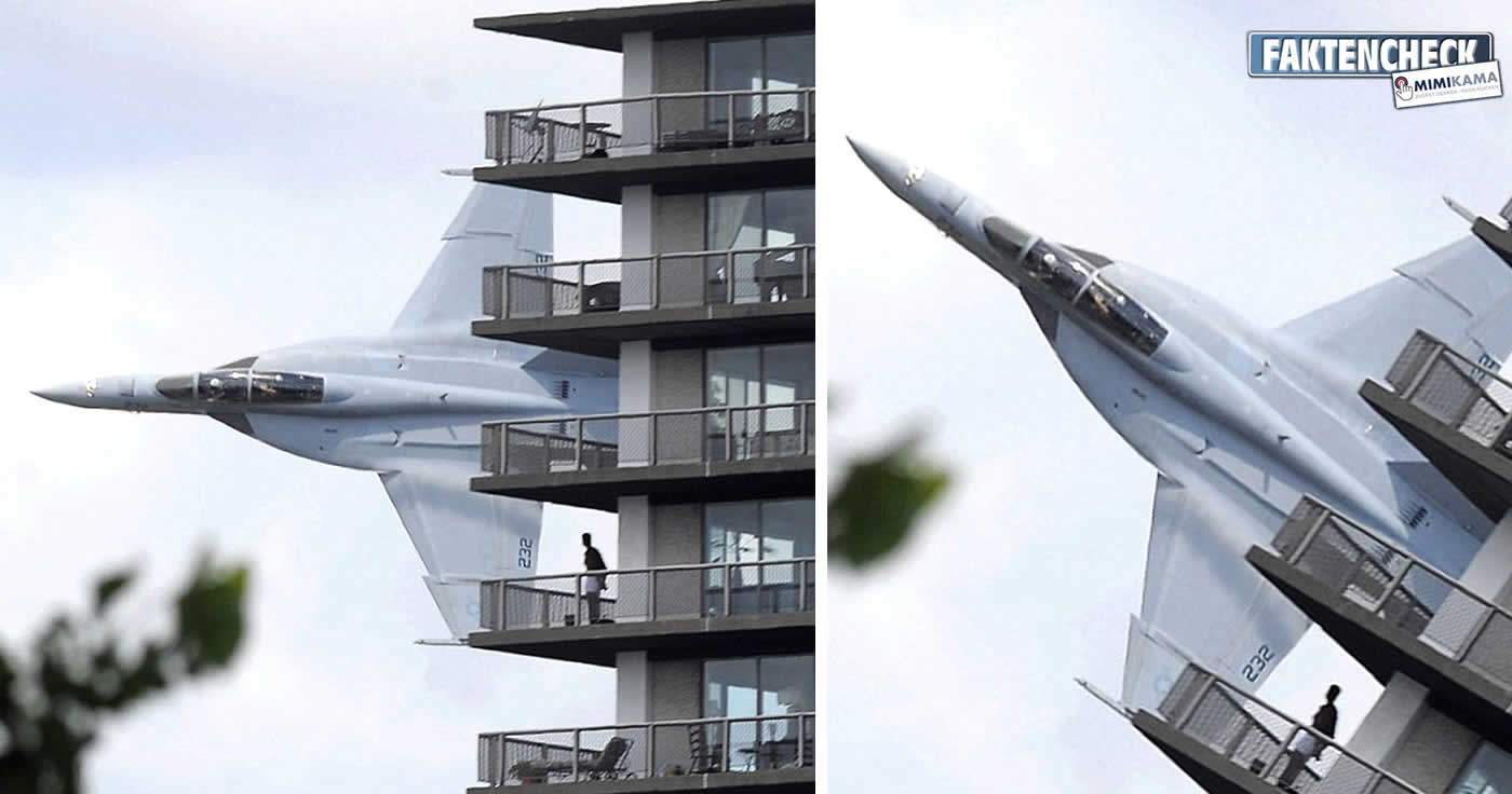 F-18 neben Wohnkomplex: Ist dieses Foto echt? (Faktencheck)