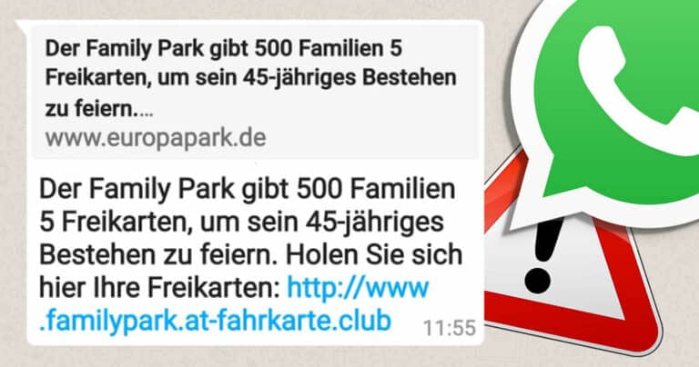 WhatsApp: Keine kostenlosen Freikarten für den Family Park!