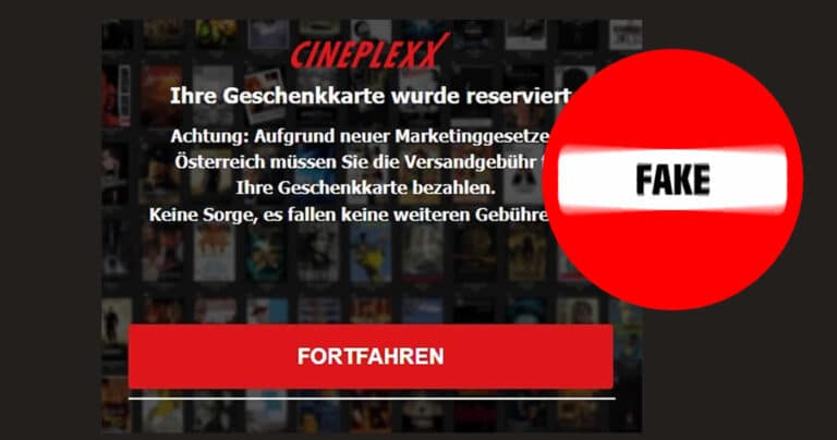 Fake Gewinnspiel mit Cineplexx-Gutschein lockt in Abo-Falle