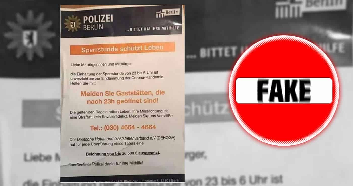Polizei Berlin: Fakenews zur Sperrstunde