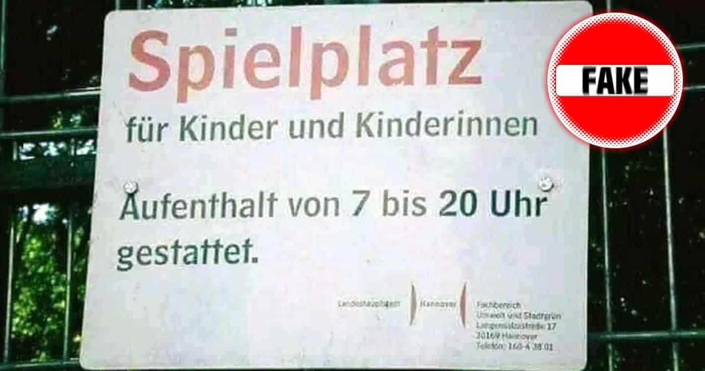 In Hannover hängen keine Schilder, auf denen der Begriff "Kinderinnen" steht.