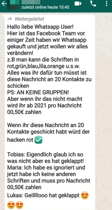 Whatsapp Kettenbrief 2021