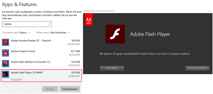 Windows 10 Flash Deinstallieren