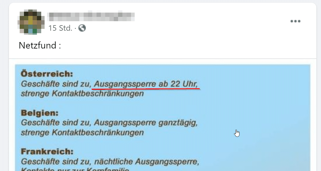 In Österreich gibt es keine Ausgangssperre ab 22 Uhr
