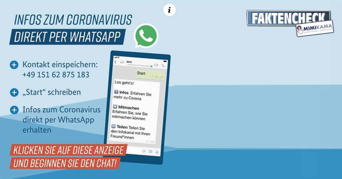 Infos zum neuen Coronavirus per WhatsApp bekommen