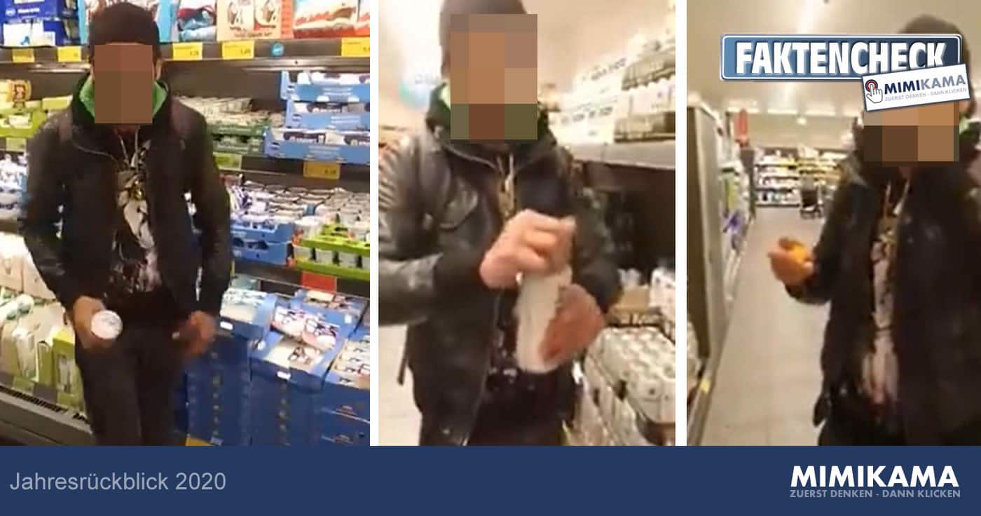 Jahresrückblick 2020: Mann leckt Waren im Supermarkt ab