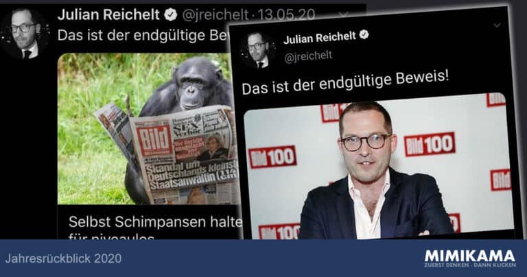 Jahresrückblick 2020: Julian Reichelt teilt Artikel des Postillons via Twitter