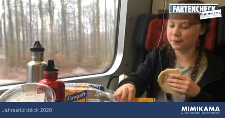 Jahresrückblick 2020: Greta Thunberg essend im Zug