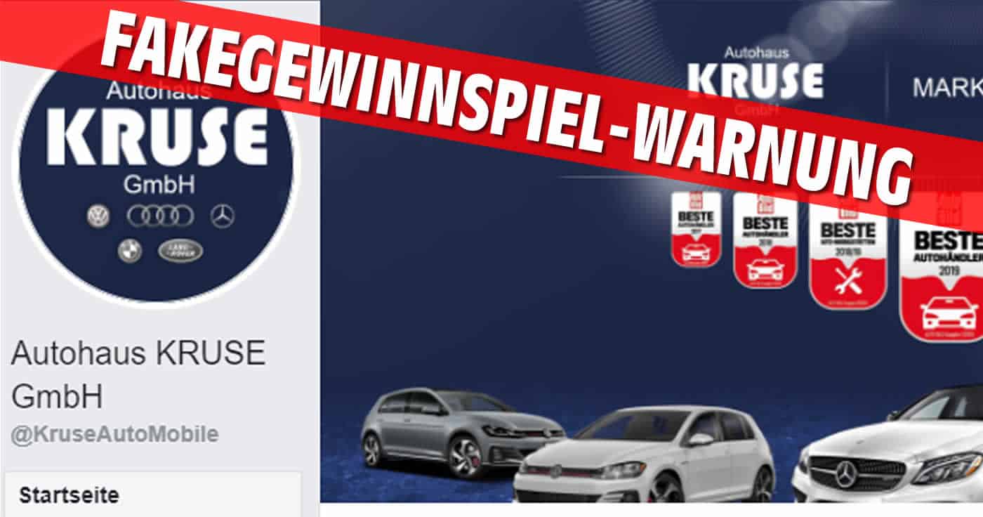 Die Facebook-Seite "Autohaus Kruse" bietet dubiose Gewinnspiele.