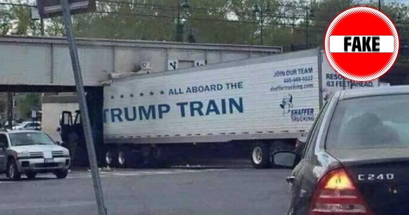 "Trump Train" - Die Aufschrift des LKW ist manipuliert