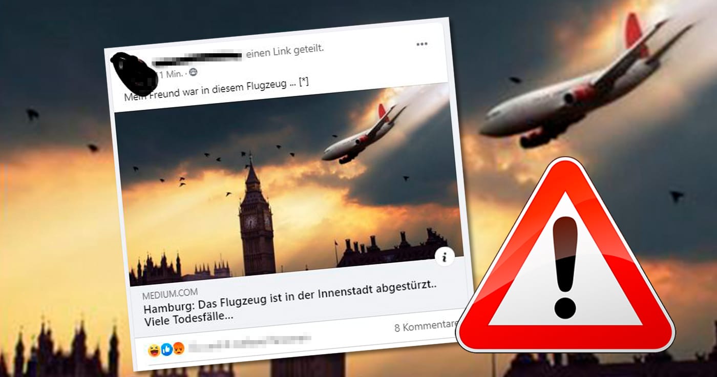 "Flugzeug-Absturz in Hamburg" führt zu Phishing-Falle!