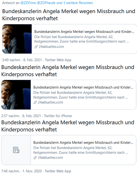Merkel verhaftet - wird auf Twitter behauptet