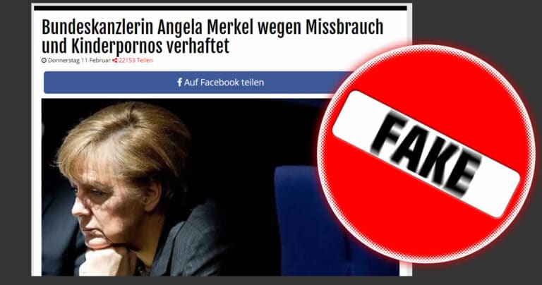Soll das witzig sein? Fake: „Merkel wegen Kinderpornographie verhaftet“