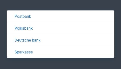 Screenshot Auswahl Banken