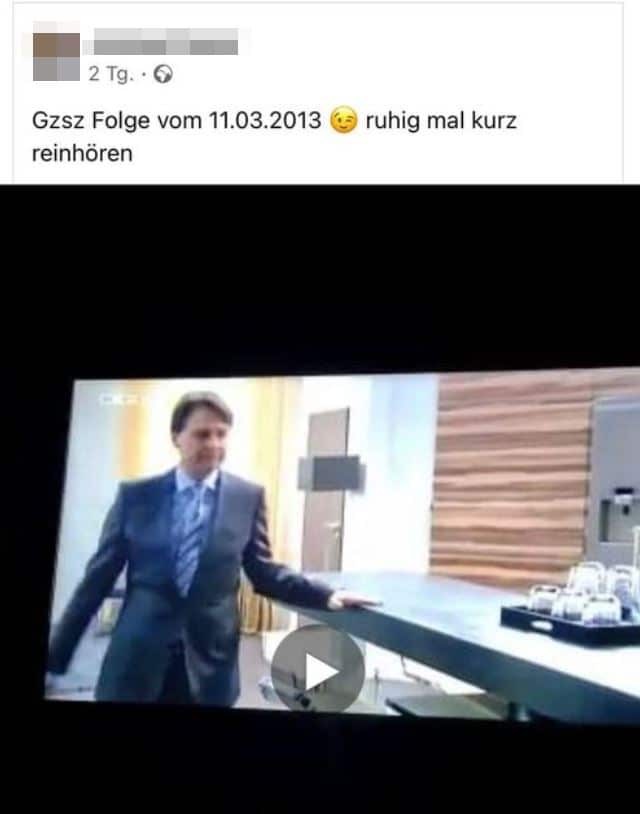Screenshot Facebook Beitrag mit Video-Ausschnitt von GZSZ