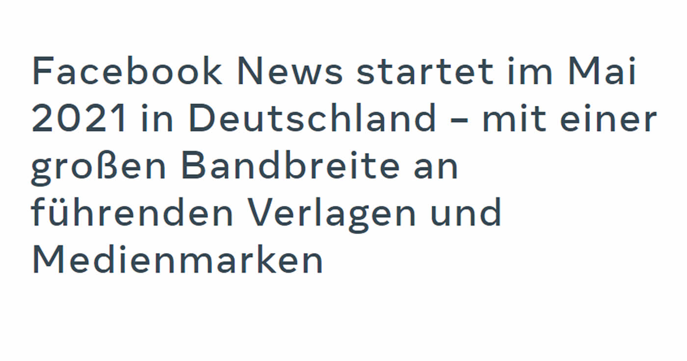 Facebook News startet im Mai 2021 in Deutschland