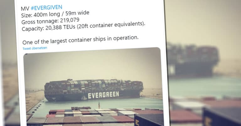 Suezkanal durch riesiges Containerschiff blockiert