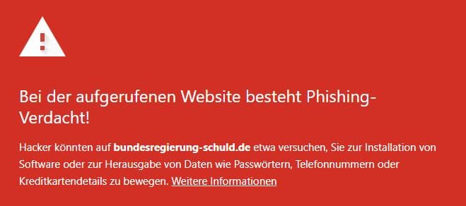 Screenshot Phishing-Warnung